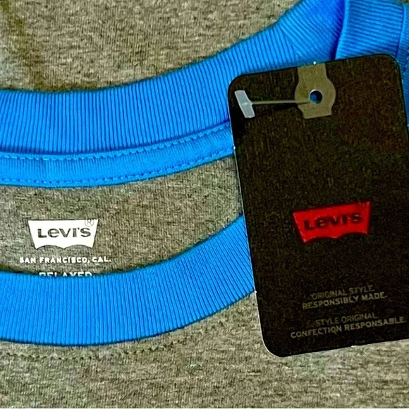 😎👕NWT Levi’s Two tone Blue & Gray Long Sleeve T-Shirt Size US Medium 👕😎 - Picture 6 of 11